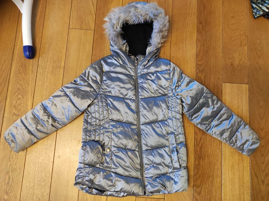 Kurtka srebrna ciepła smyk 140