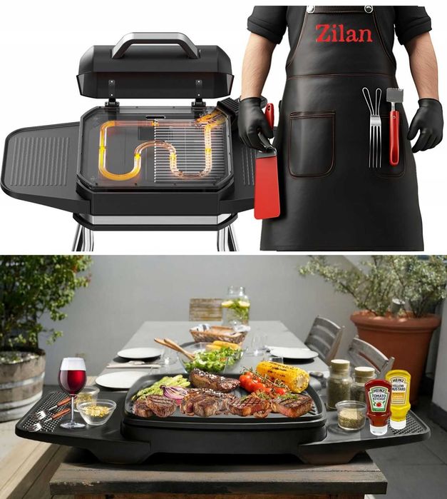 Grill Elektryczny Zilan 6w1 3050W XXL Pokrywa Termometr Półki