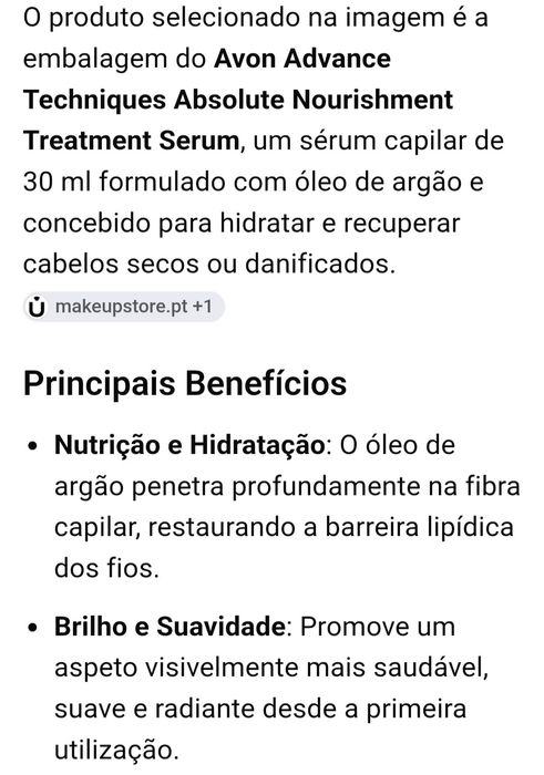 Sérum para Cabelo com Óleo de Argão 30ml AVON