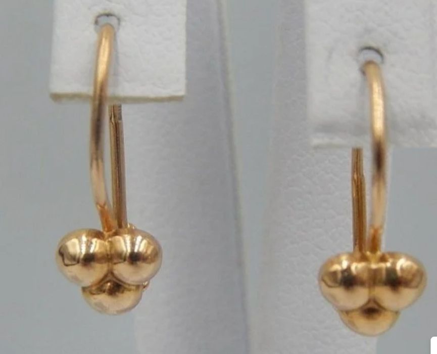 Серьги золотые красное золото 585 проба