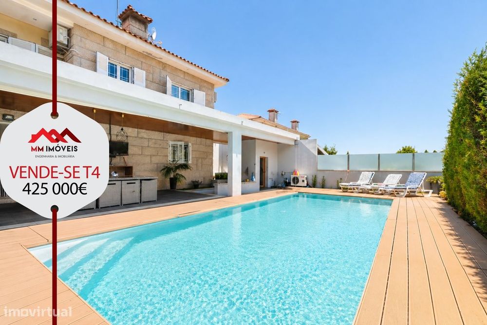 Moradia T4 | Piscina | Jardim | 4 frentes | Praia Fluvial