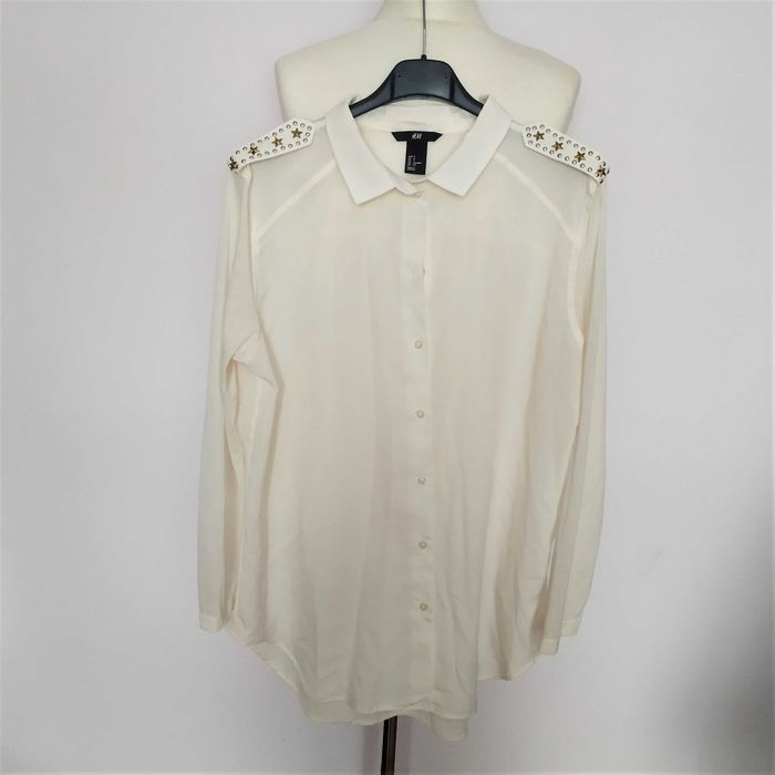 H&M Koszula z pagonami oversize kremowa 38 40