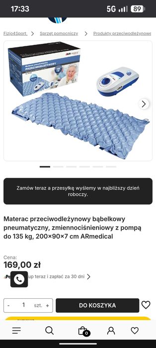 Materac pneumatyczny przeciwodleżynowy nowy