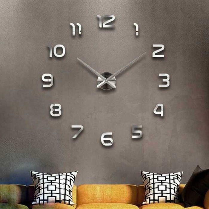Duży Zegar Ścienny Diy 3d Efekt Lustra Naklejany