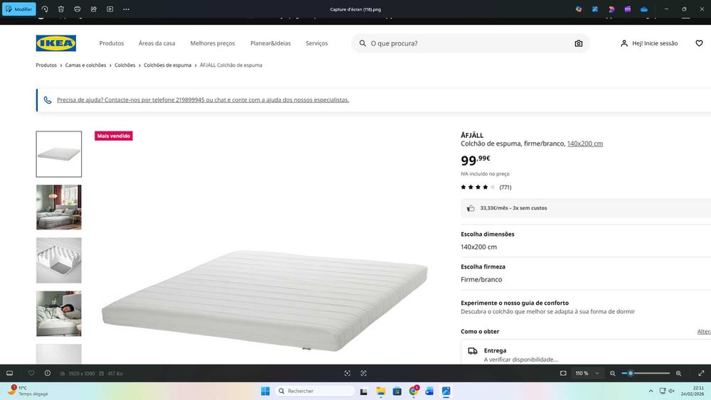 Cama com estrado e colchão 200x140 cm Ikéa