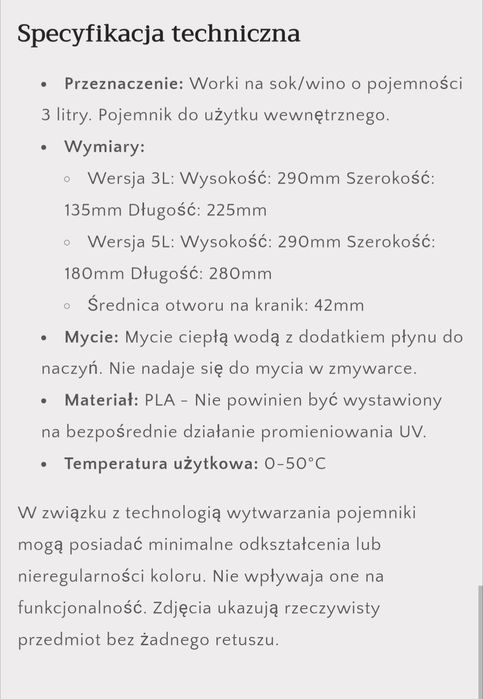 Pojemnik na sok w worku 3l