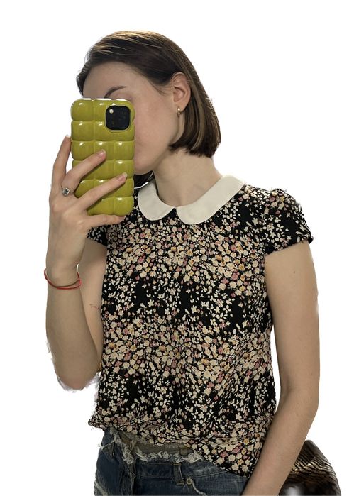 Коротка кофтинка довгим рукавом в горошок і кофта в квітковий принт