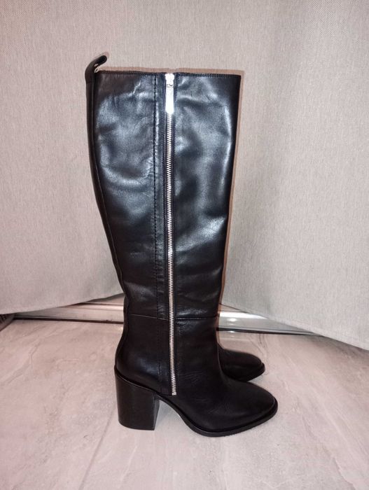 R. 38 Tommy Hilfiger Kozaki na słupku Zip High Heels Langboot