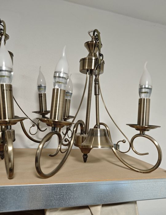 Żyrandol 6 ramienny i 3 ramienny styl klasyczny wiejski mosiężny