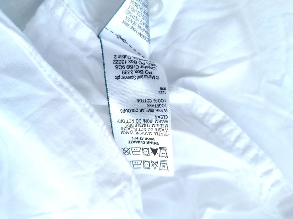 DUŻA (4XL) biała męska koszula Marks & Spencer puree cotton