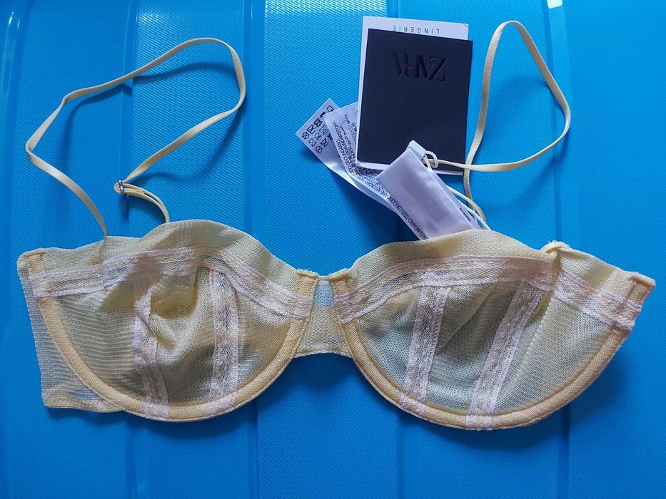 ZARA - biustonosz z jedwabnej siateczki mesh 70B NOWY