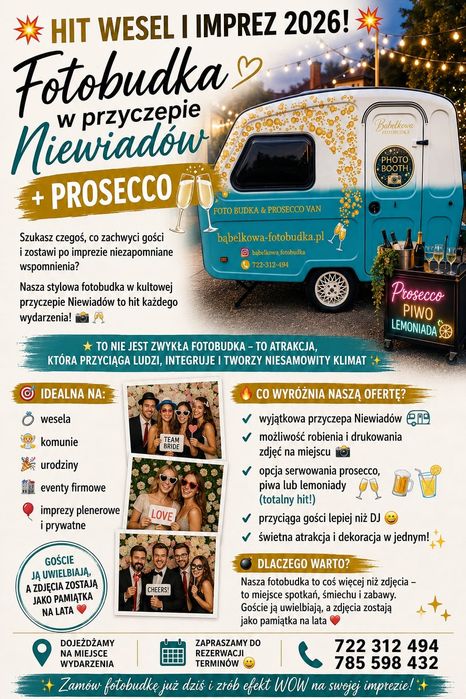 FotoPrzyczepa Niewiadów |  ProseccoVan | Fotobudka | Mobilny Bar |