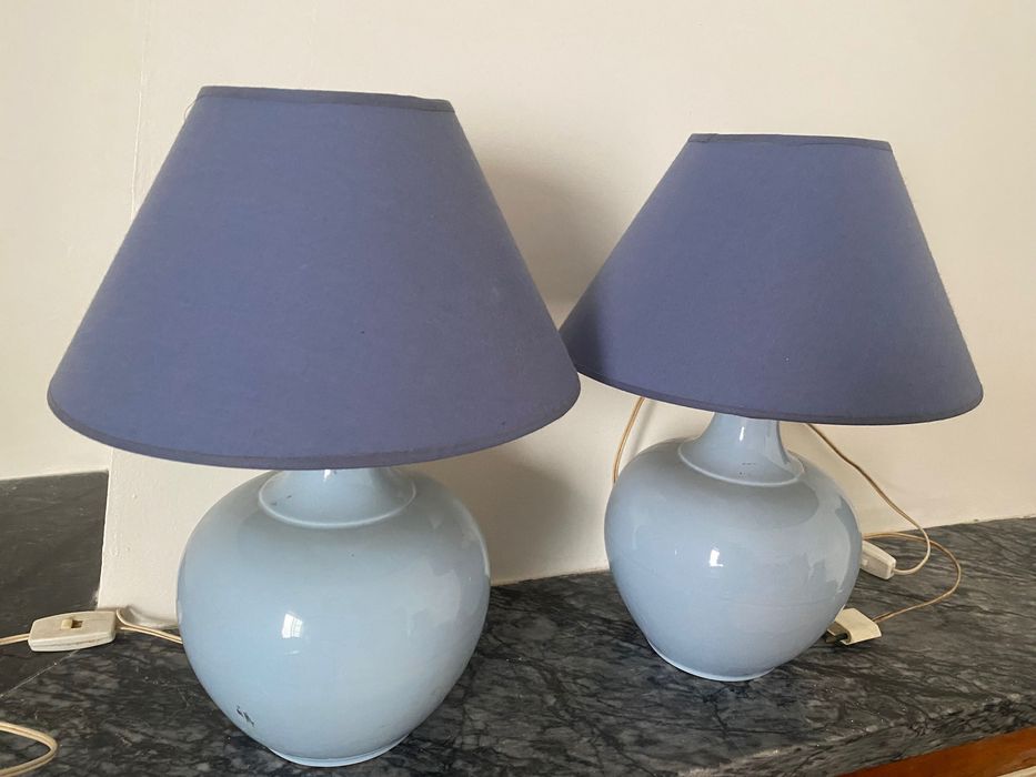 Two vintage blue table lamps506695583563130882