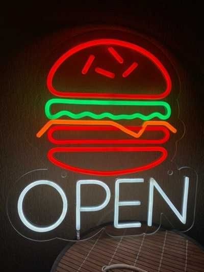 Неонова вивіска бургер, вывеска бургер ,неонові вивіски на замовлення