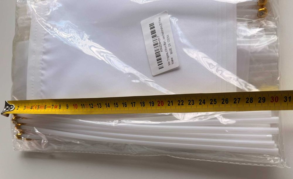 Białe mini flagi DIY 30 sztuk ślub / komunia + GRATIS