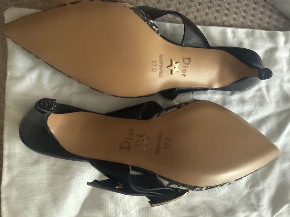 Klapki na obcasie niskim Dior 37 monogram