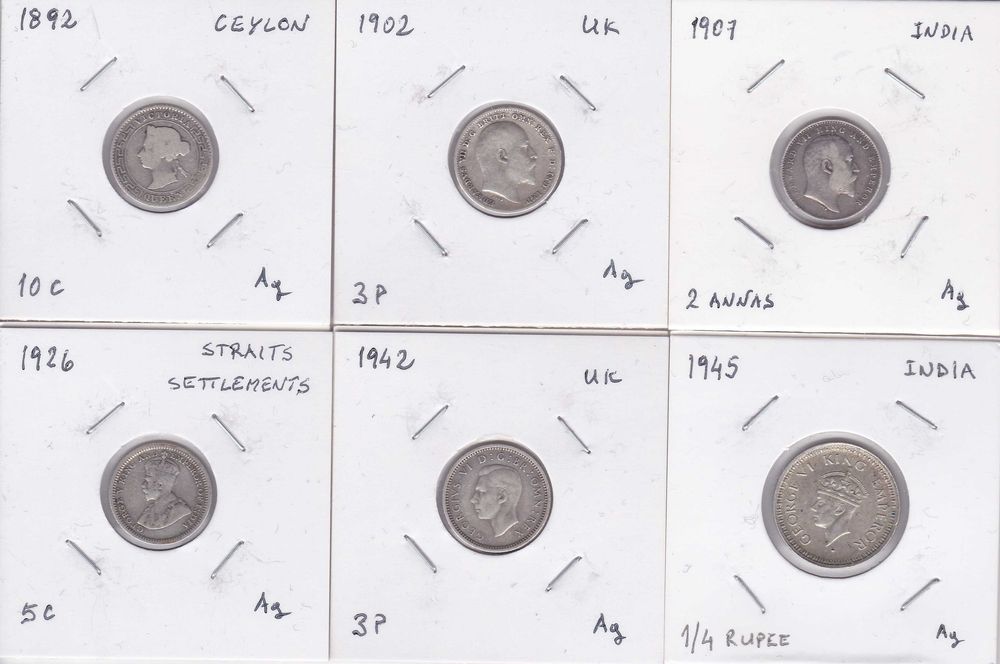 6 moedas prata UK / Império Britânico
