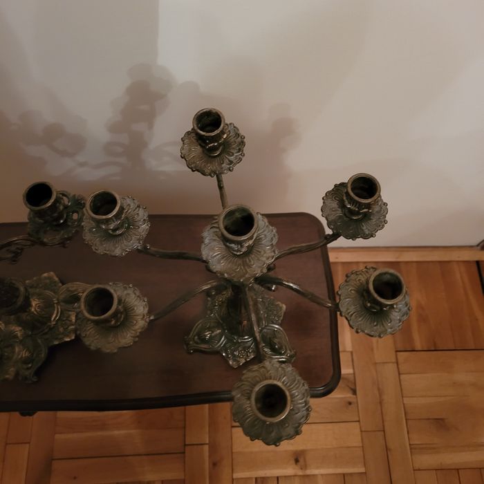 Świecznik mosiądz brąz pięcioramienny siednioramienny