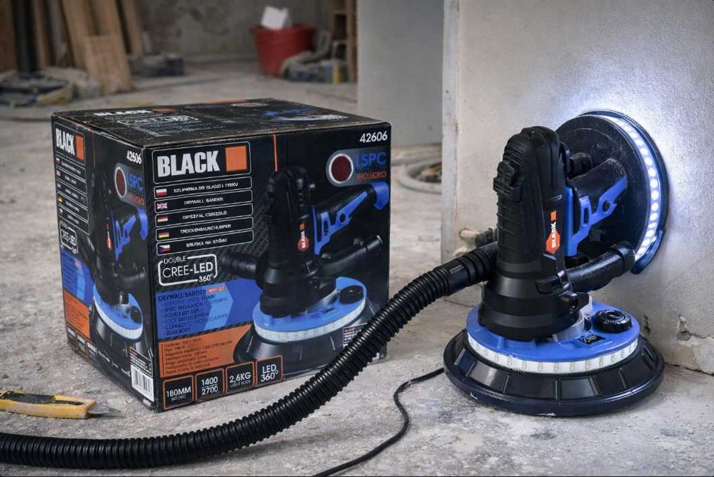 NOWA Szlifierka Do Gipsu / Gładzi / Tynków – 900 W | 2× Led | 180 Mm