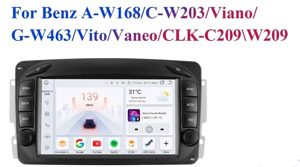 Radio 2 DIN Android Mercedes CLK/Vito/Vaneo/Benz A/Viano + Carplay GPS