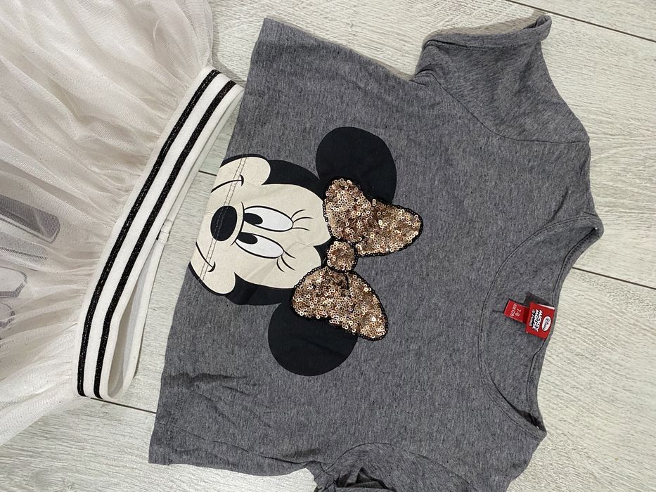 Komplet myszka miki mickey mouse 128 7-8 lat spódniczka tiulowa top