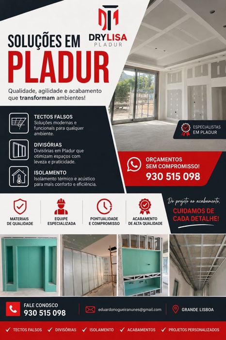 Especialista em Pladur | Tetos Falsos, Divisórias e Remodelações