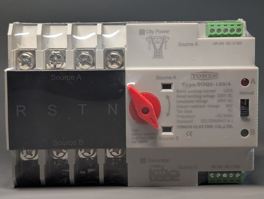 Tomzn TOQ5 125/4 БІЛИЙ АВР 380 Автомат вводу резерву