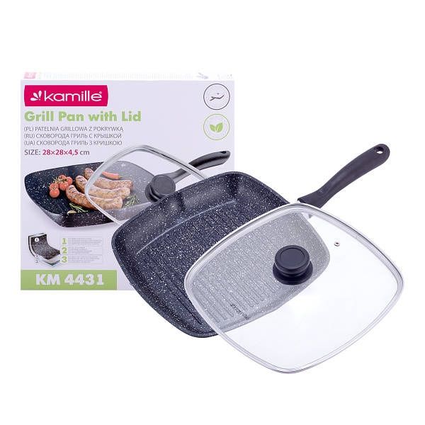 Сковорода-гриль Kamille 28*28*4см з гранітним покриттям із алюмінію
Ко