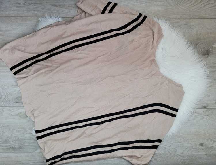 Beżowe, w czarne, pionowe paski ponczo / poncho, H&M, uniwersalny