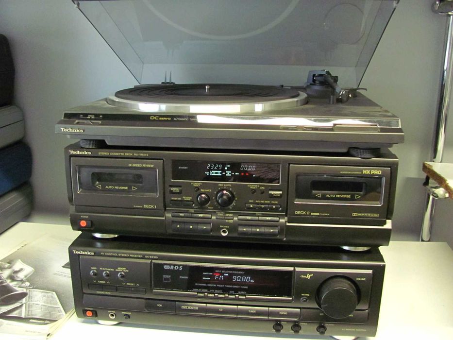 Duża wieża stereo - Technics - tylko Magnetofon Deck dwukasetowy RS-TR474 + instrukcja + okablowanie