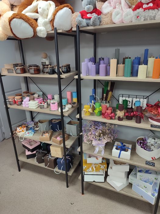 Свічка ручної роботи дерев'яний човник 19 см