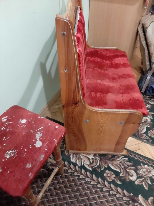 Meble drewniane Ławka kuchenna ze schowkiem Do odnowienia Drewno PRL