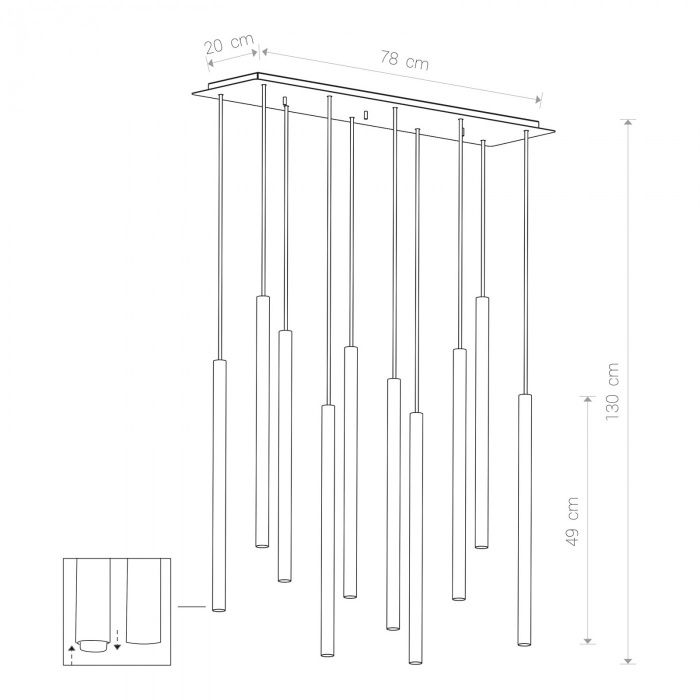 Suspensão led tubular design moderno