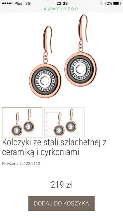 Kolczyki Elixa nowe stal szlachetna