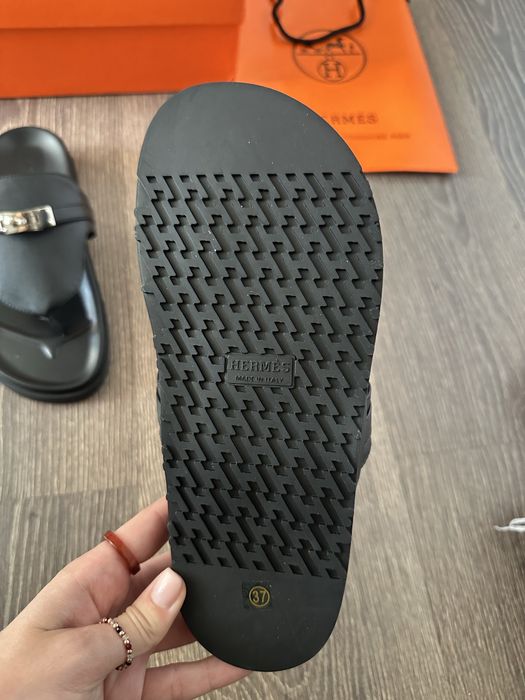 Тапки Hermes шкіряні