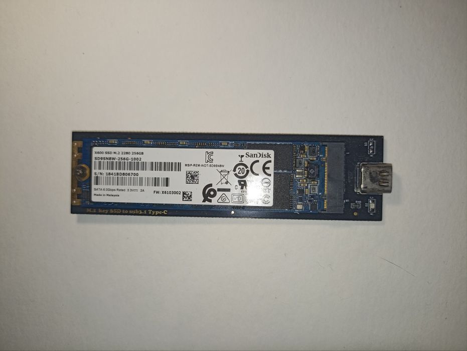 X600 SSD M.2 2280 256GB + Адаптер SSD M.2 на USB (внешний карман/enclo