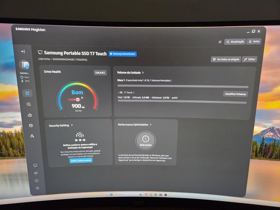Samsung T7 Touch SSD 2TB – Como Novo