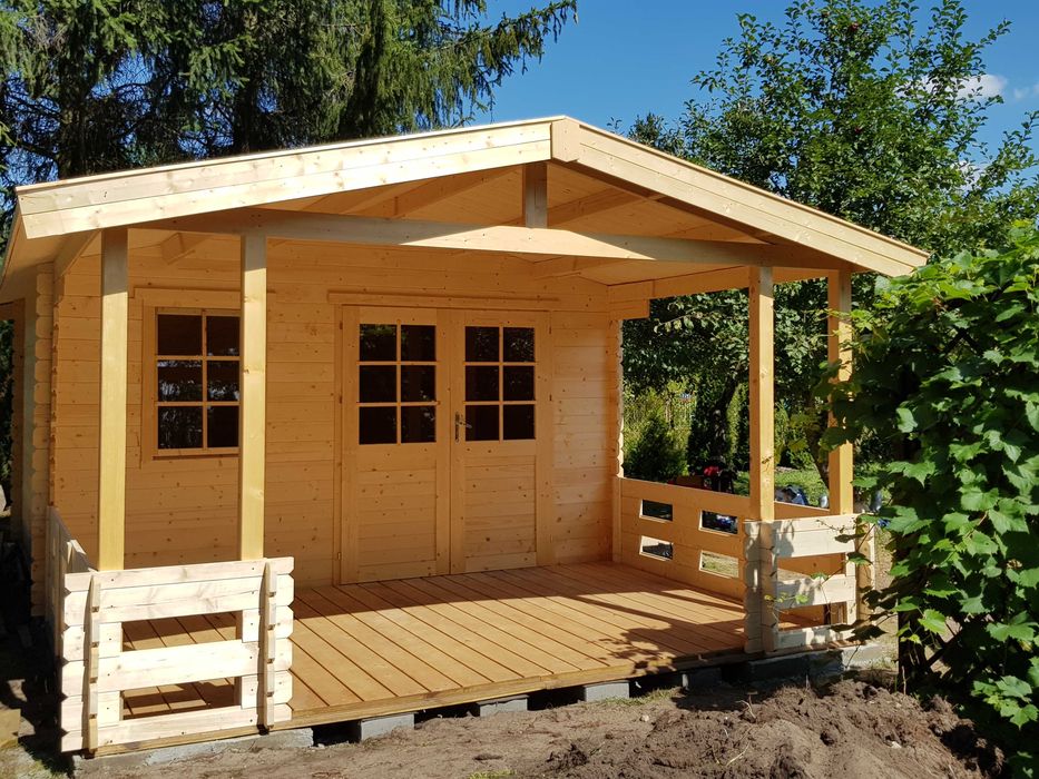 OD RĘKI Domek ogrodowy z tarasem drewniany 28mm, 6x4,1 podłoga weranda altana domek narzędziowy na działkę na ogród od producenta pergola ROD