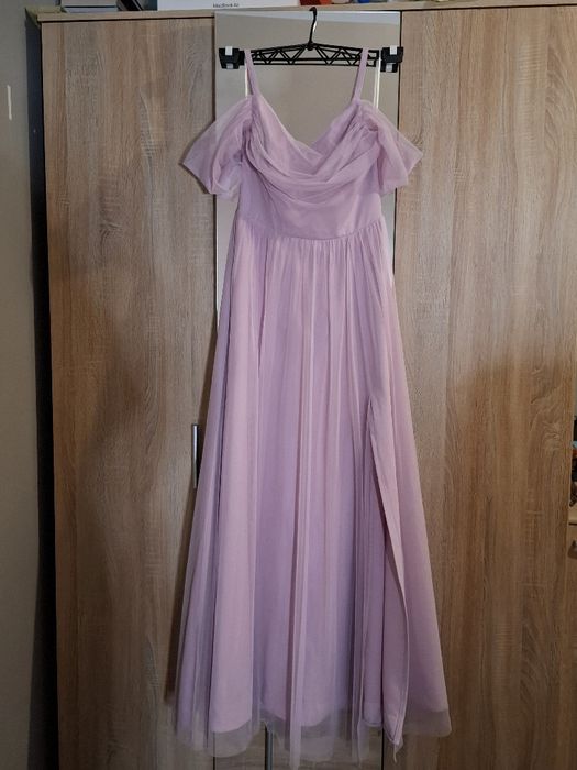 Liliowa długa sukienka na 18stke, bal, studniówkę