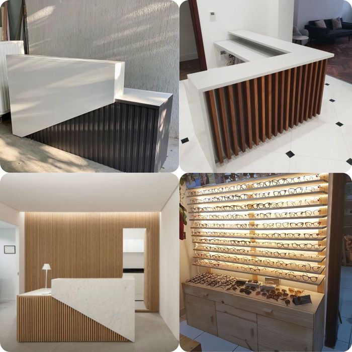 Bancadas, balcões e divisorias para comercio