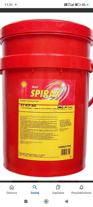 Olej ATF spirax ax2 Shell 20 litrów