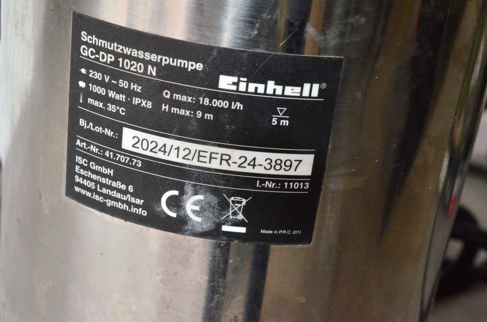 Pompa zanurzeniowa do wody EINHELL GC-DP 1020 N moc 1000W
