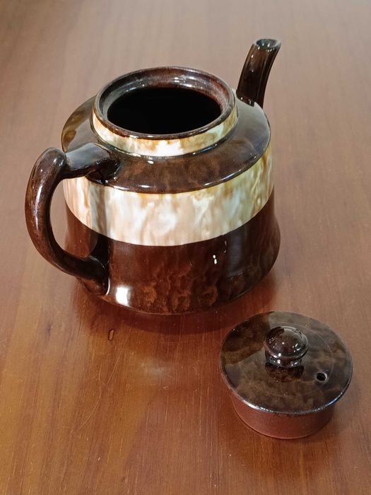 Conjunto Bule + Tigela de Cerâmica Vidrada Vintage