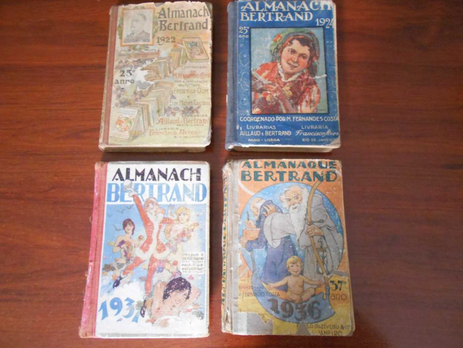 4 muito antigos Almanach Bertrand. 1922, 1924, 1931 e 1936.