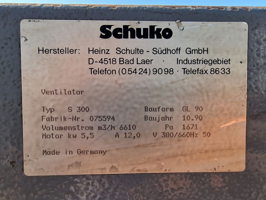 Wentylator do trocin Schuko S300 5.5kw odciąg dmuchawa Polytechnik