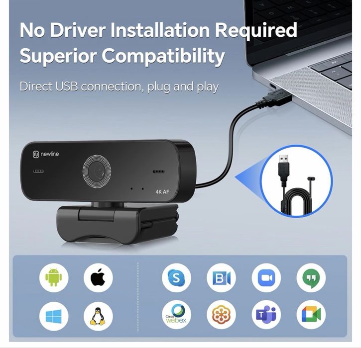 Веб-камера Newline для ПК 4K UHD з мікрофоном