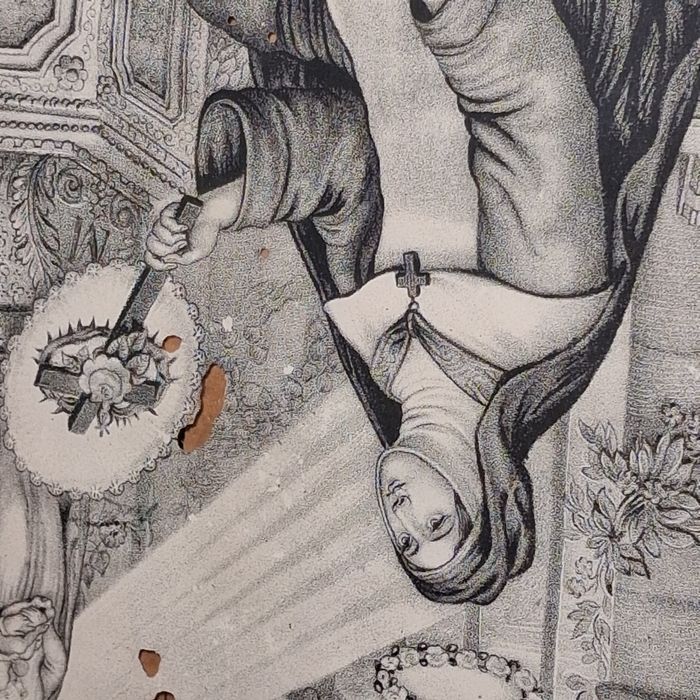 Quadro com gravura muito antigo.