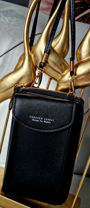 Nowa torebka portfel czarny na zamek skórzany eko skóra miejski