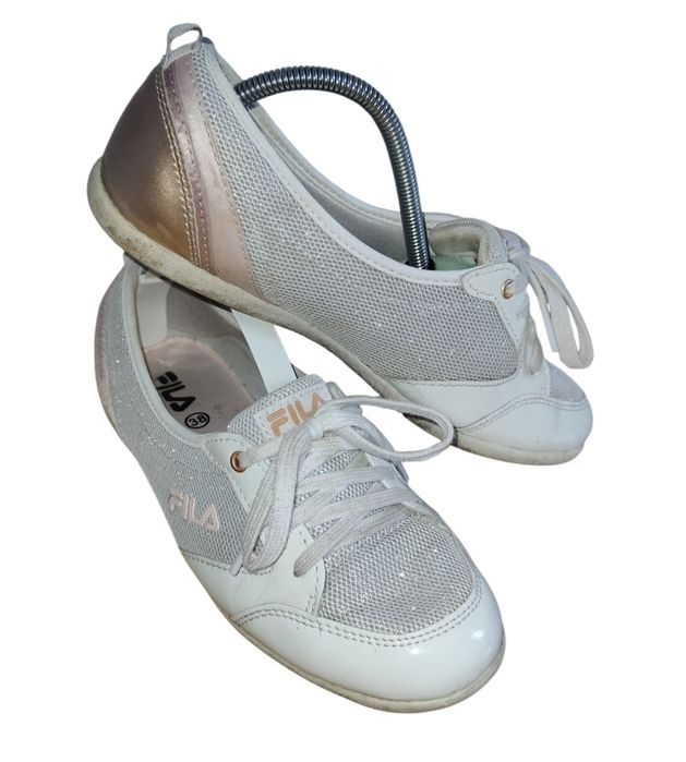 Markowe białe buty sportowe Fila 38 baleriny tenisówki wiązane adidasy