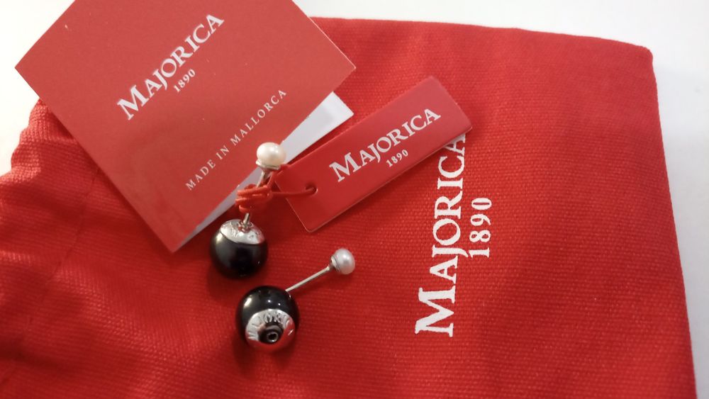 Brincos Prata e Pérolas Duplas Majorica NOVOS  embalagem e certificado